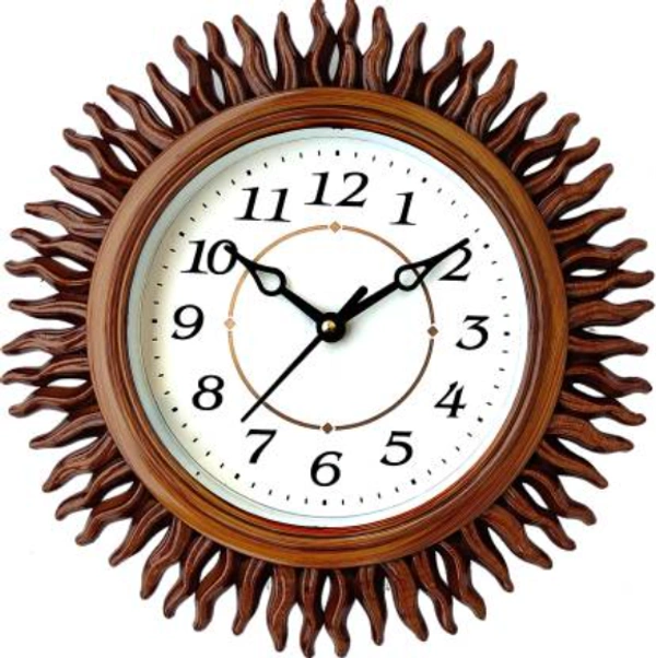 Analog Wall Clock With Glass - 25cm x 25cm, Brown